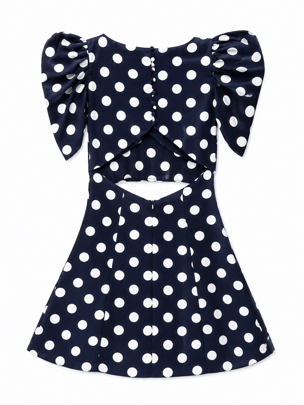 Fashion Nova Black & White Polka Dot Puff Sleeve Mini Dress